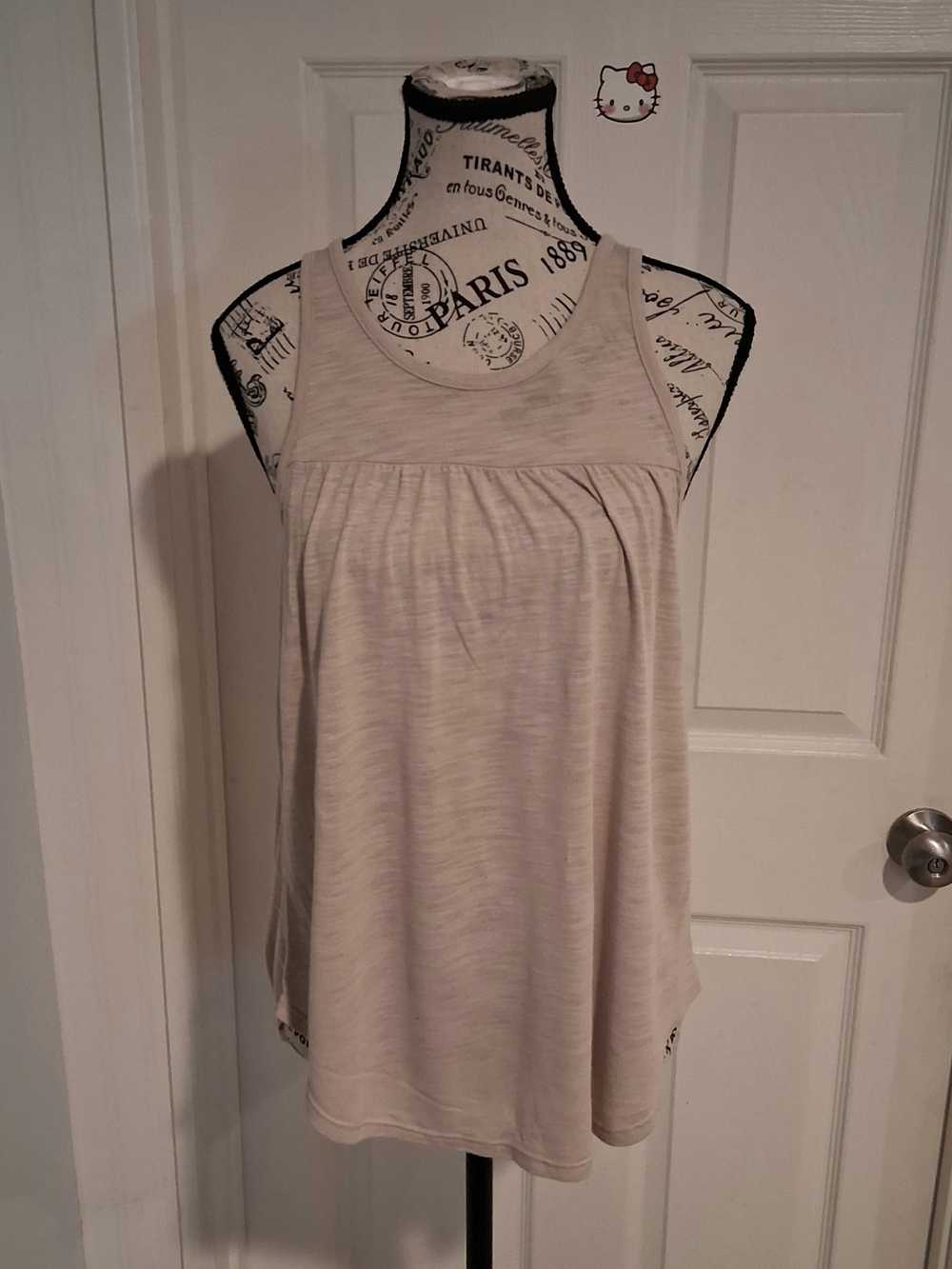 American Eagle Outfitters Light Cream Racerback Tank Top W Back Zip Med